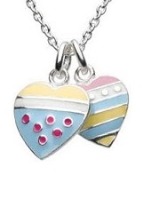 beautiful small silver double ice cream heart baby necklace